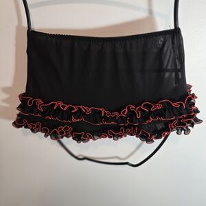 Black Skirt with Red Ruffle Trim